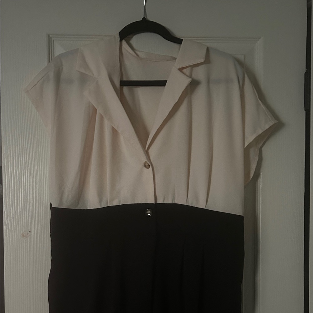 Two-Tone Button-Up Dress